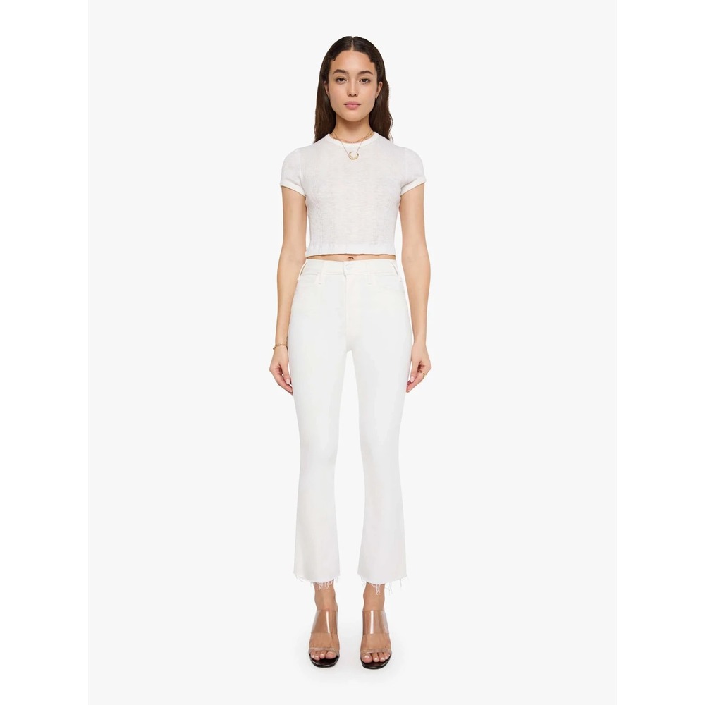 Mother The Hustler Ankle Fray Jeans in Fairest of Them All White Size 23